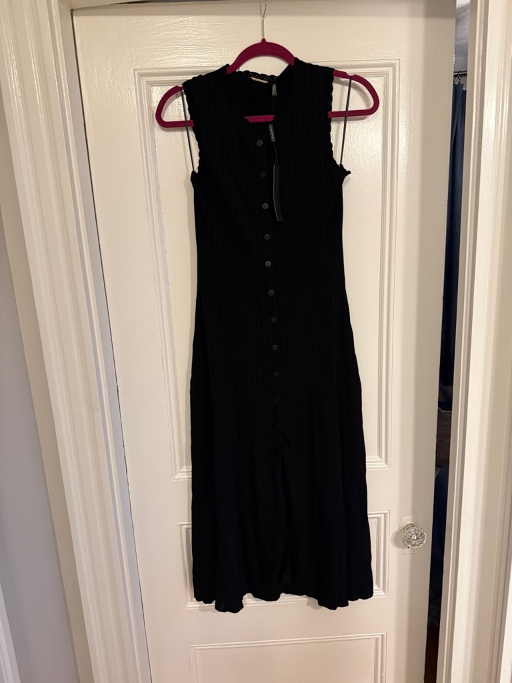 Elie Tahari Black Sleeveless Button-Front Midi Dress NWT